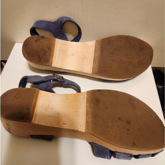 Swedish Hasbeens Blue Braided Leather Strappy Open Toe Clogs Sz.7/37 Ret. $269 - Picture 7 of 10